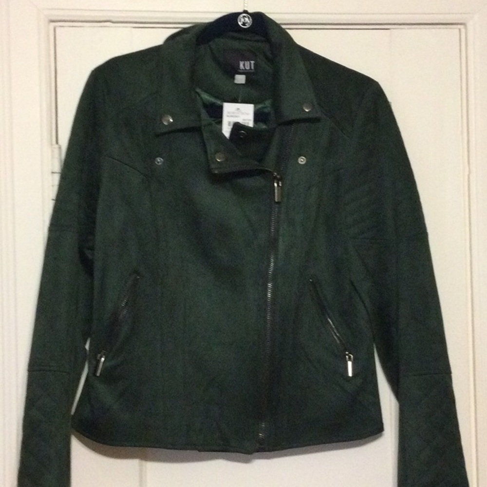 NWT Kut from the Kloth green suede moto jacket